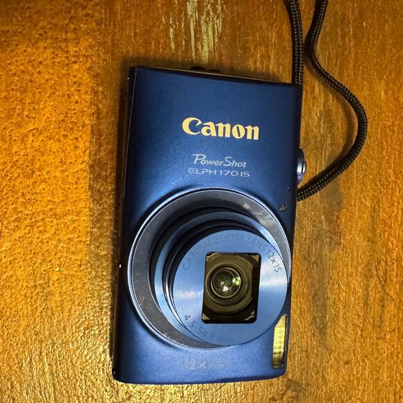 CANON BLUE Power Shot ELPH 170 IS 20MP 12x Optical Digital Camera w/ Accessories - Picture 2 of 9